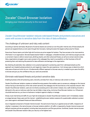 Zscaler Cloud Browser Isolation Datasheet