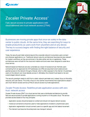 Zscaler Private Access Datasheet