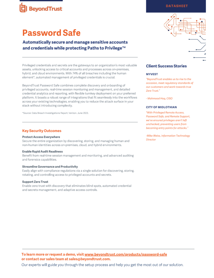 Beyondtrust Password Safe Datasheet