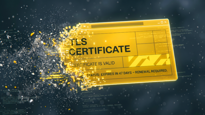 digitales zertifikate das in kleine Stücke zersplittert mit aufschrift TLS certificate und renewal requires