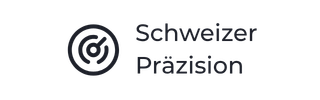 Piktogramm Symbol einer Zielscheibe mit Dart und Text Schweizer Pr&auml;zision